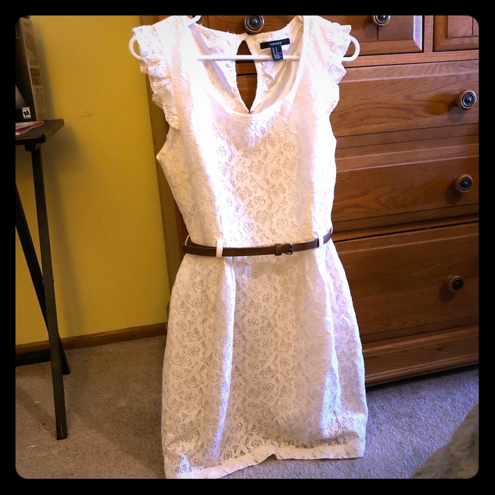 Forever 21 Cream Lace Dress, Size Medium - Picture 1 of 3